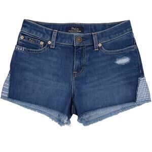 Polo Ralph Lauren Girls Patchwork Denim Shorts Size 16 – Frayed Hem